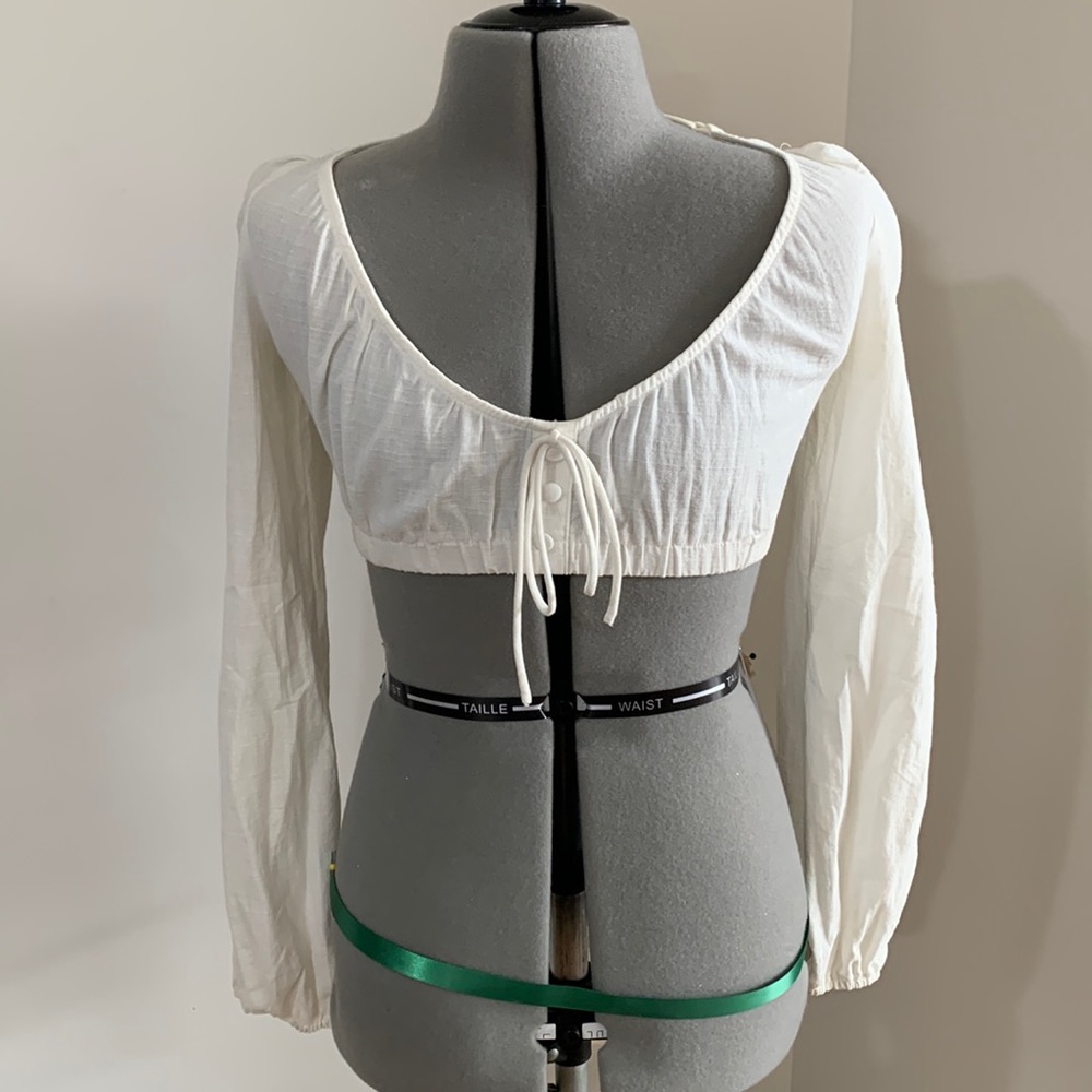Puff Sleeve Backless White Crop